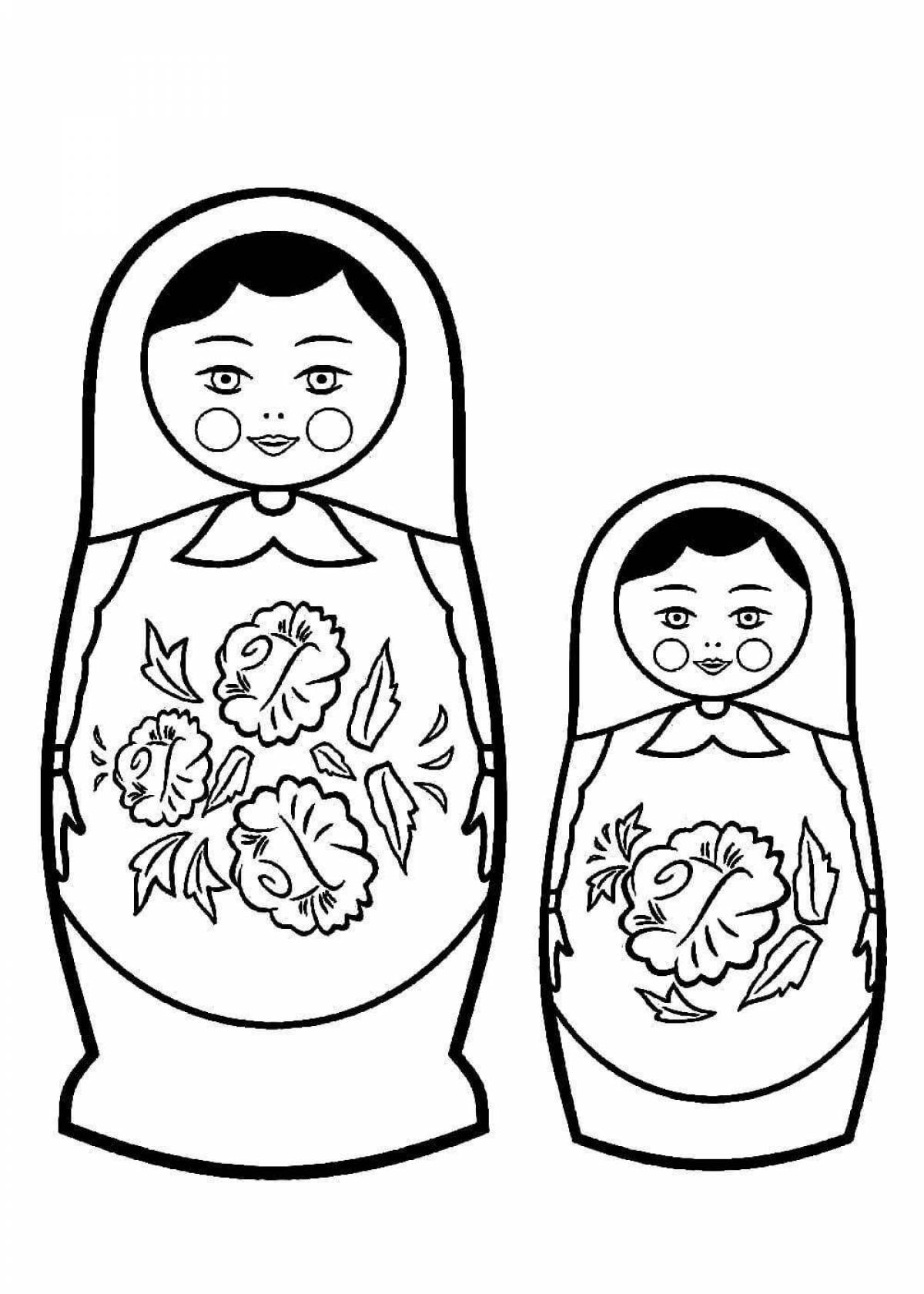 Charming matryoshka by numbers coloring