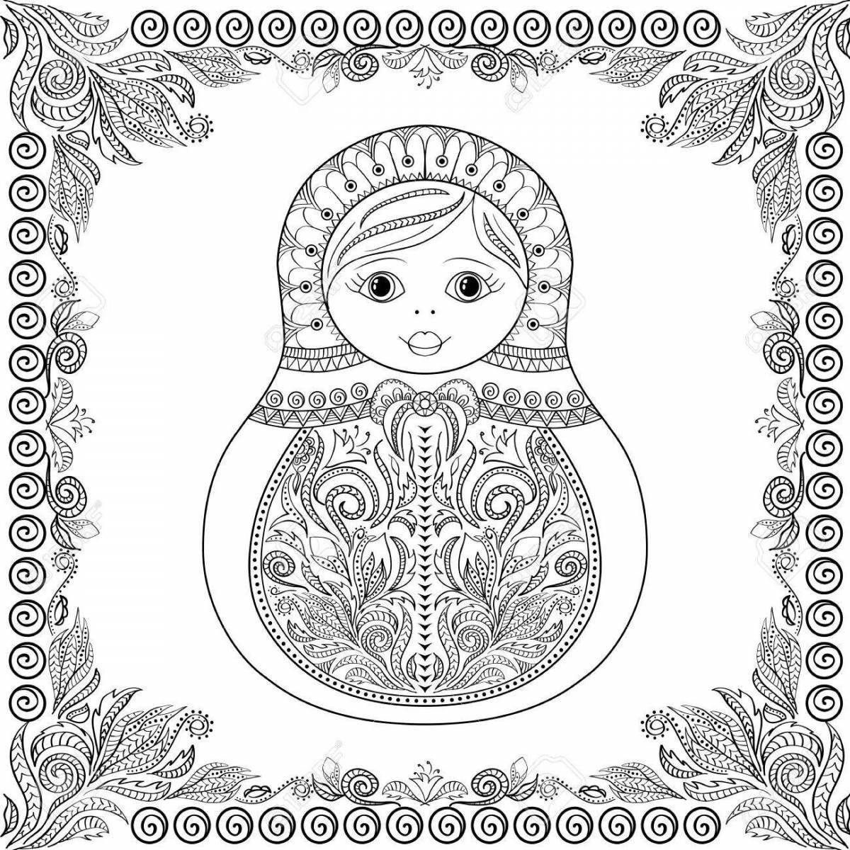 Attractive matryoshka by numbers coloring