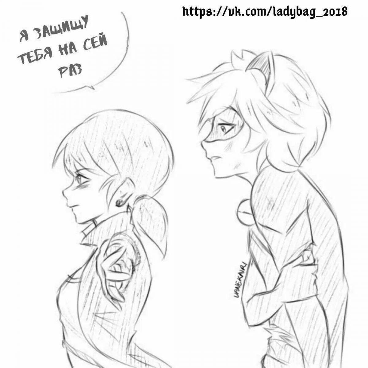 Fabulous marinette and adrien coloring book