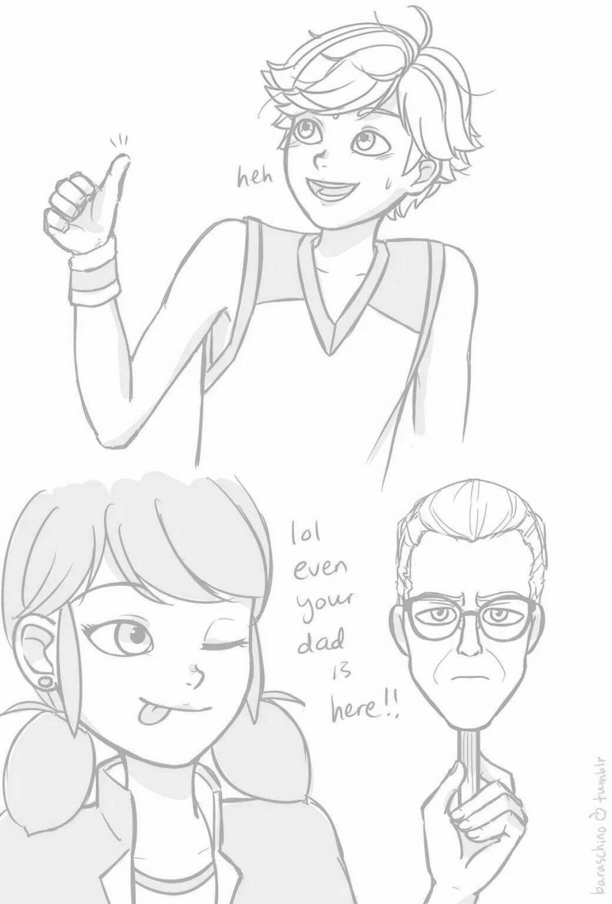 Outrageous marinette and adrien coloring book