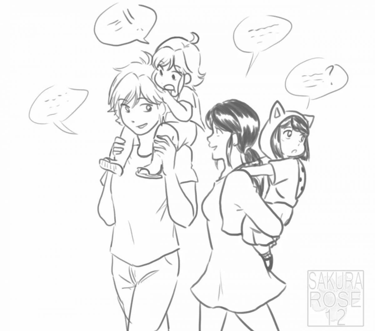 Marinette and Adrian funny coloring book