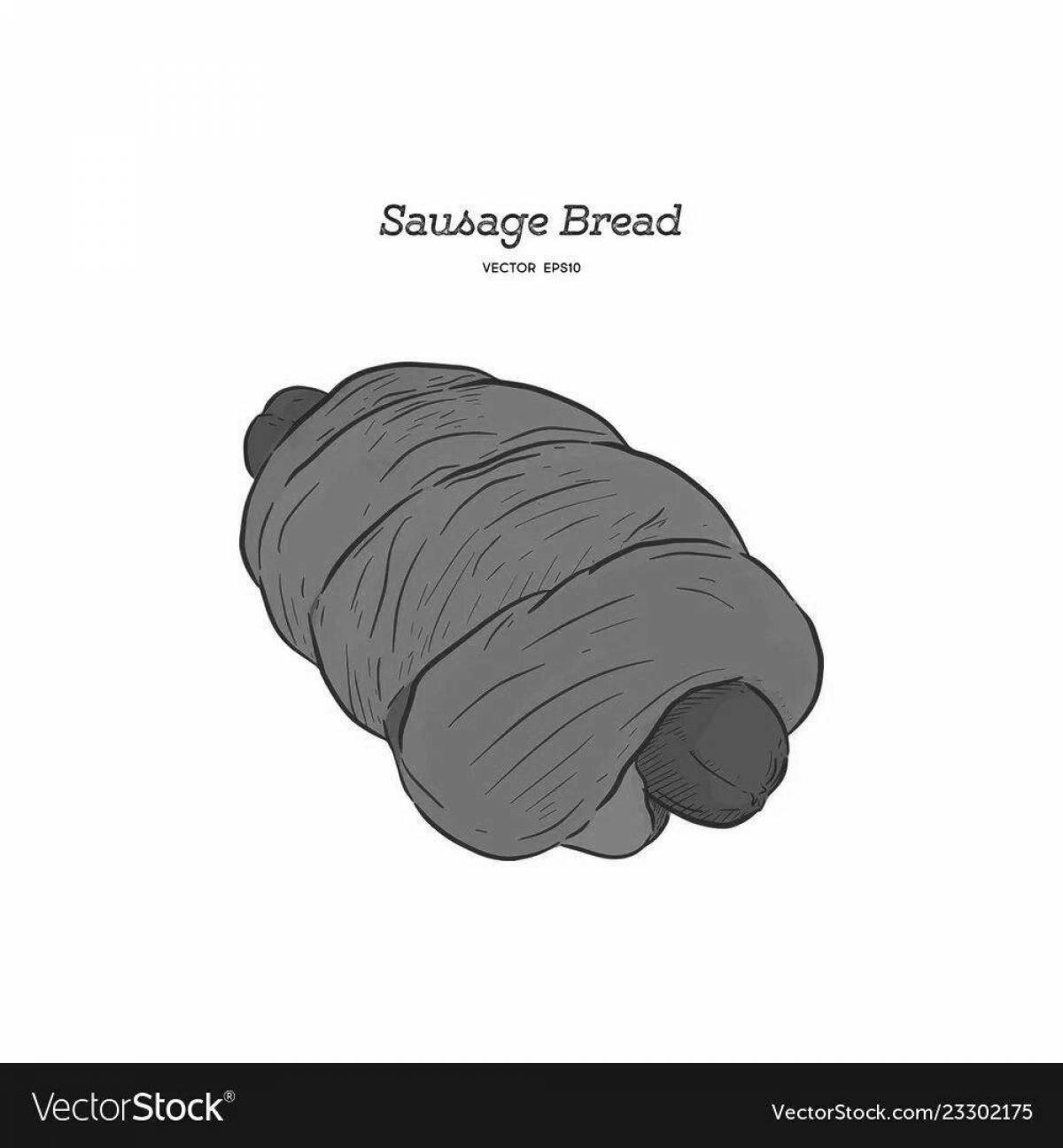 Appetizing sausage coloring in dough