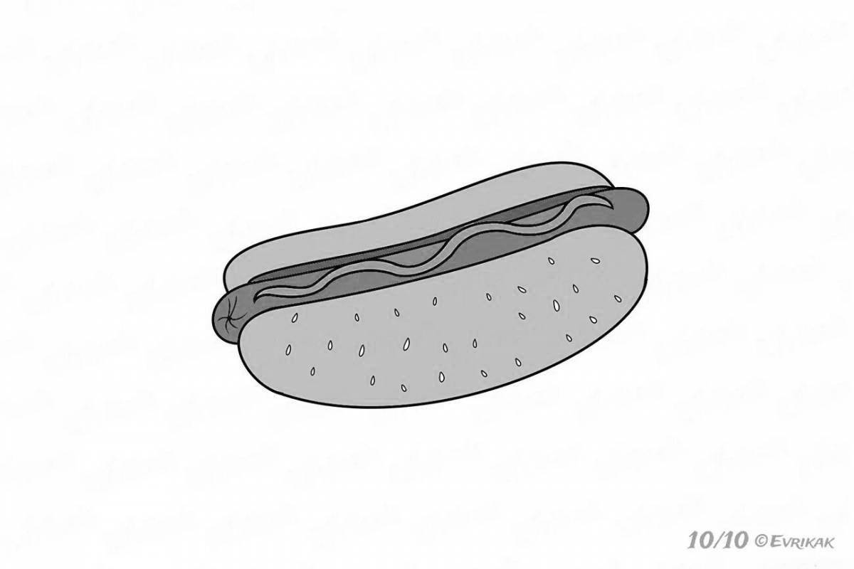 Coloring page fresh sausages in dough
