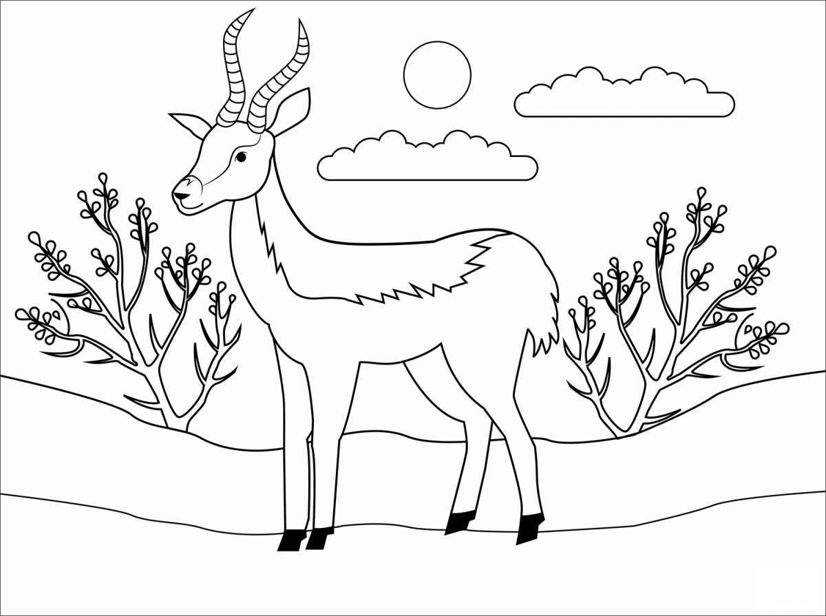 Colorful antelope coloring book for kids