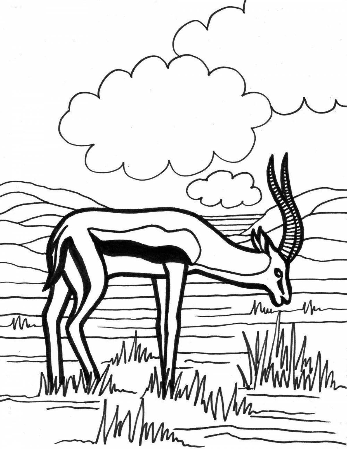 Brave antelope coloring book for kids