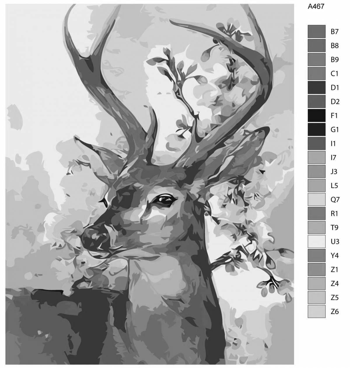 Adorable deer color by number