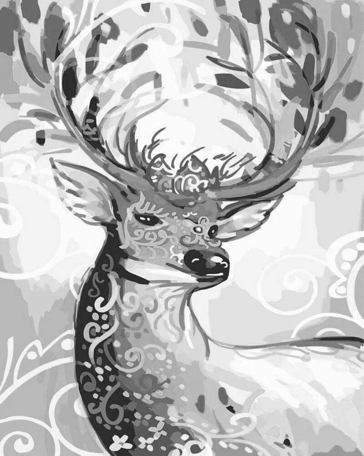 Coloring playful deer by numbers