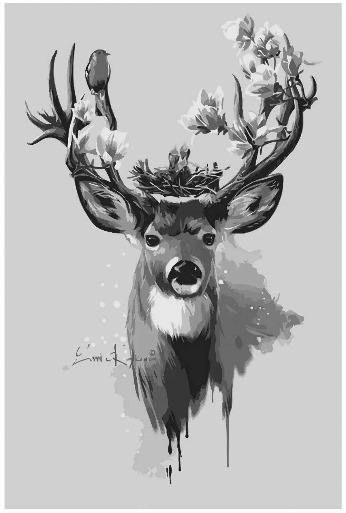 Exquisite deer coloring by numbers