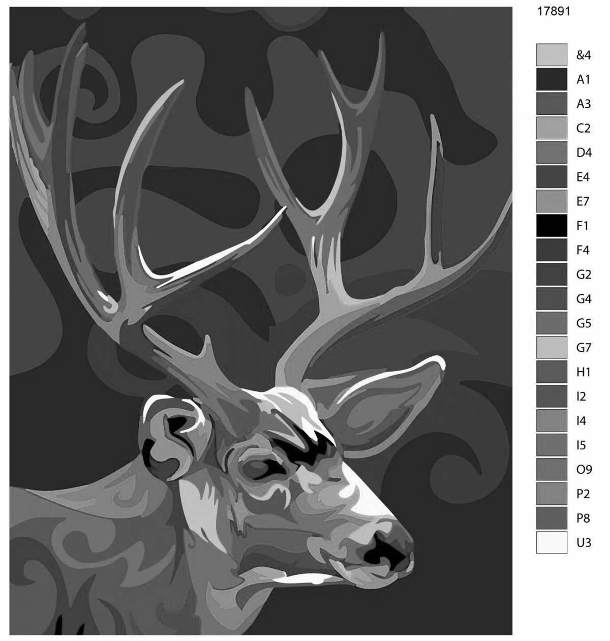 Fancy deer coloring by numbers