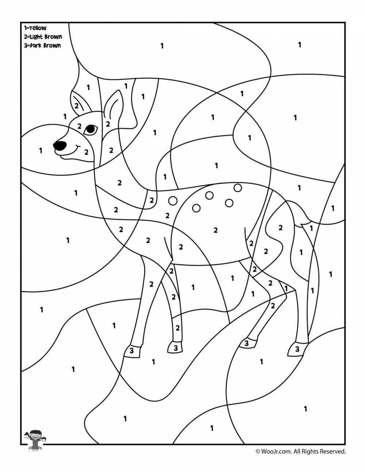 Exotic deer coloring by numbers