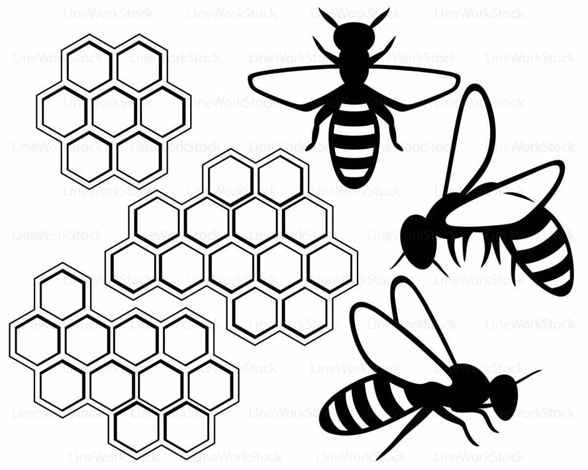 Playful honeycomb coloring page for toddlers