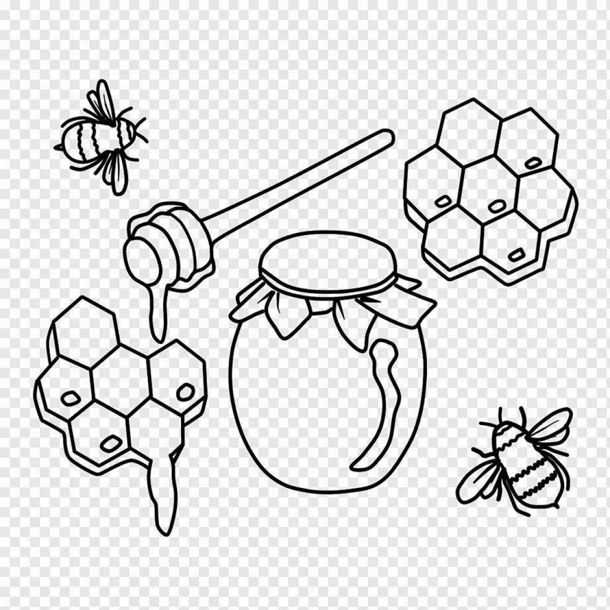 Cute honeycombs coloring pages for schoolchildren