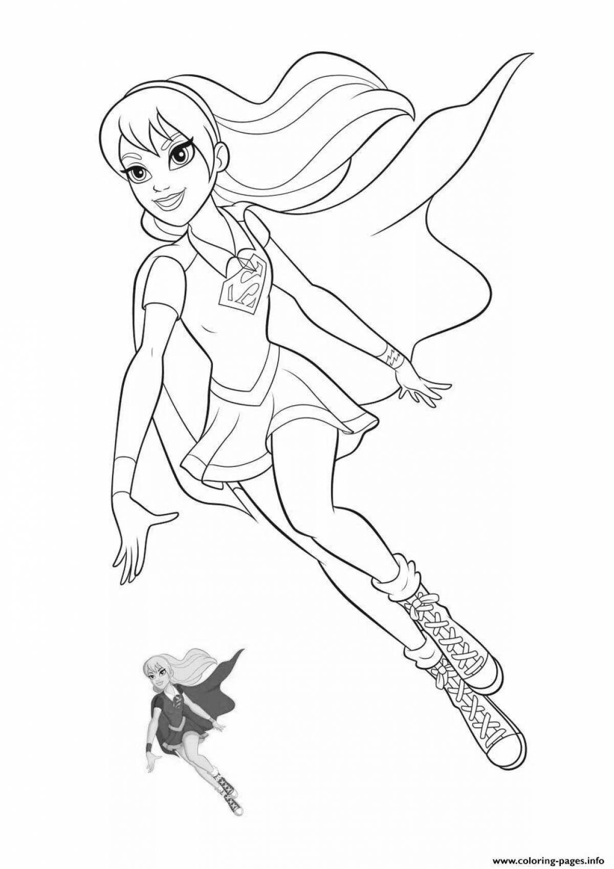 Luminous super hero high coloring page