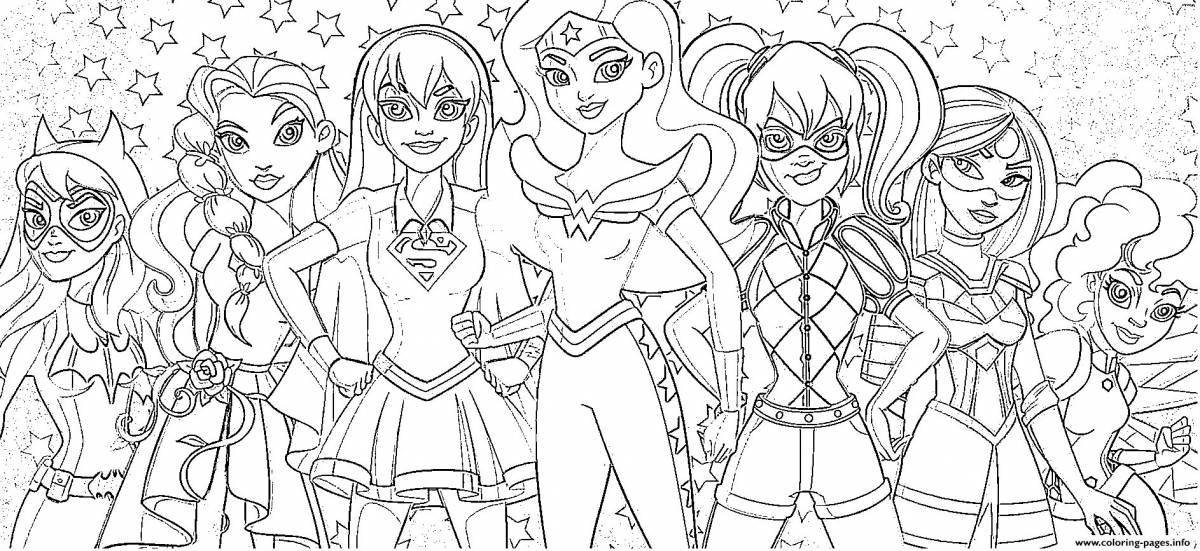 Playful super hero high coloring page