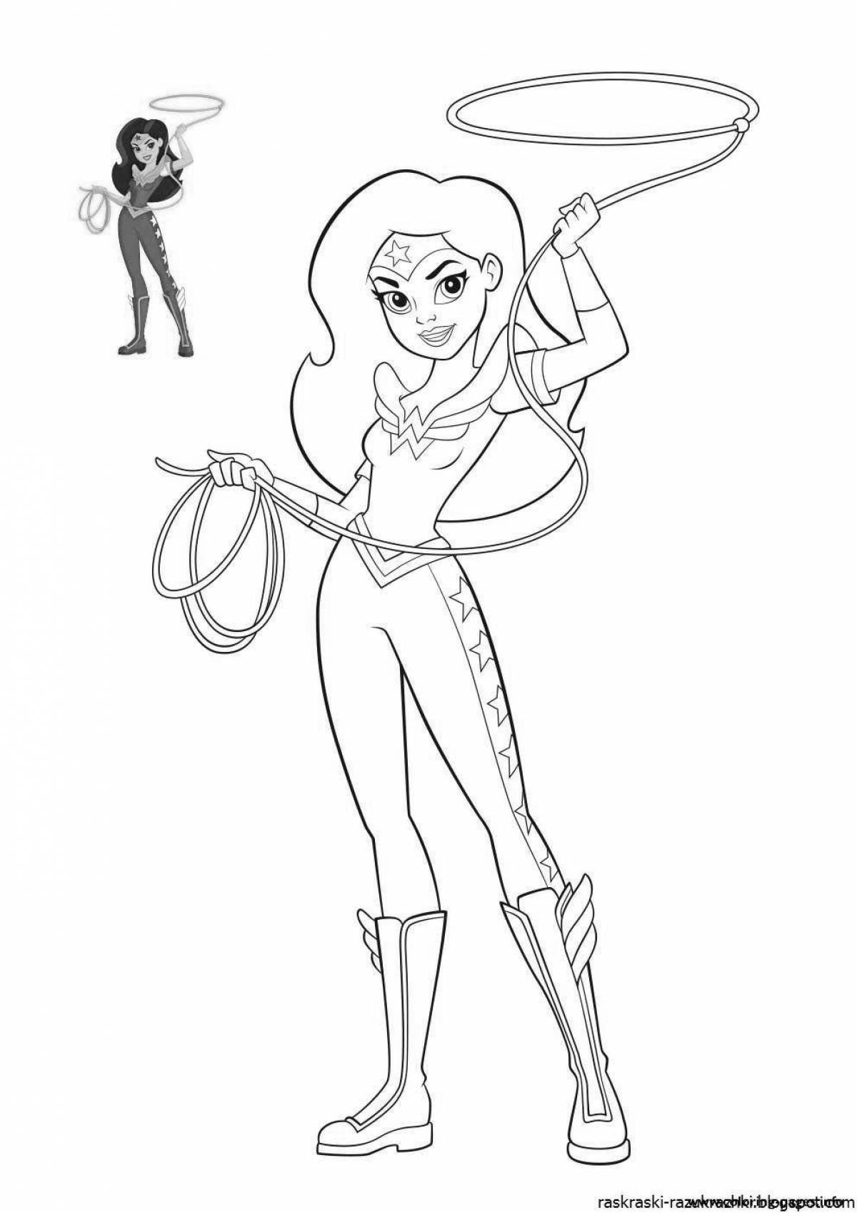 Energetic superhero high coloring page