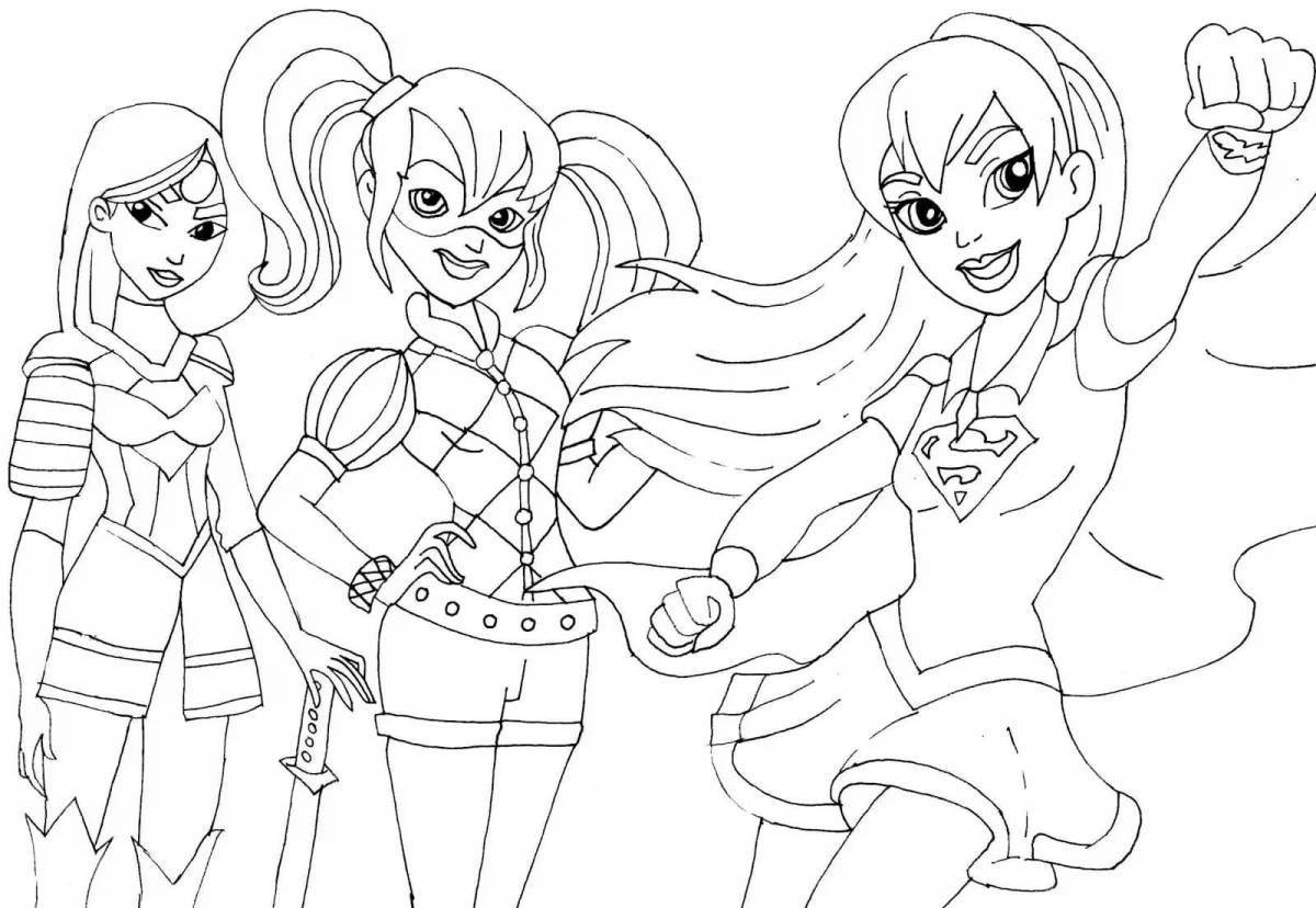 Mysterious superhero high coloring page