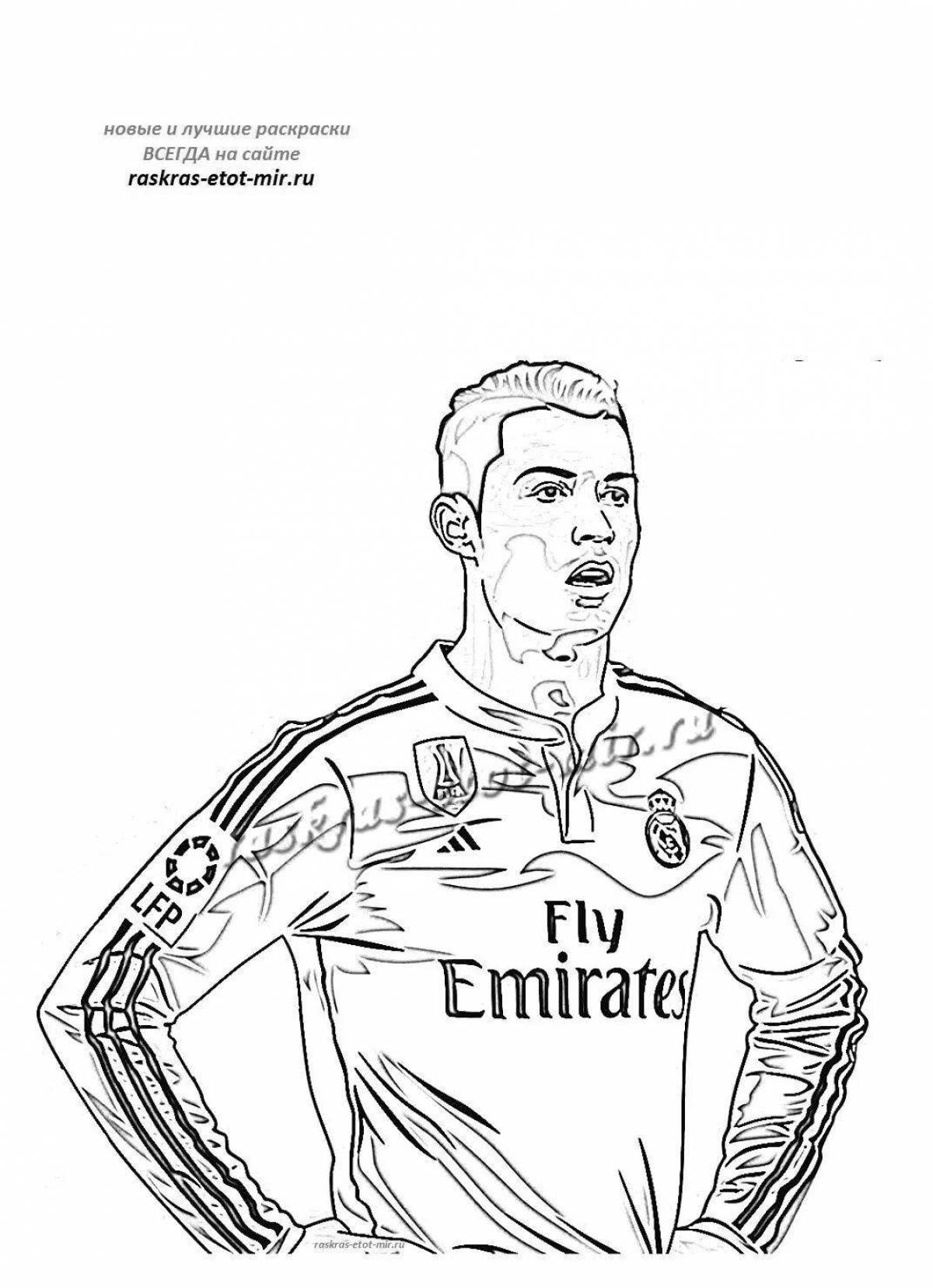 Colorful ronaldo soccer player coloring page