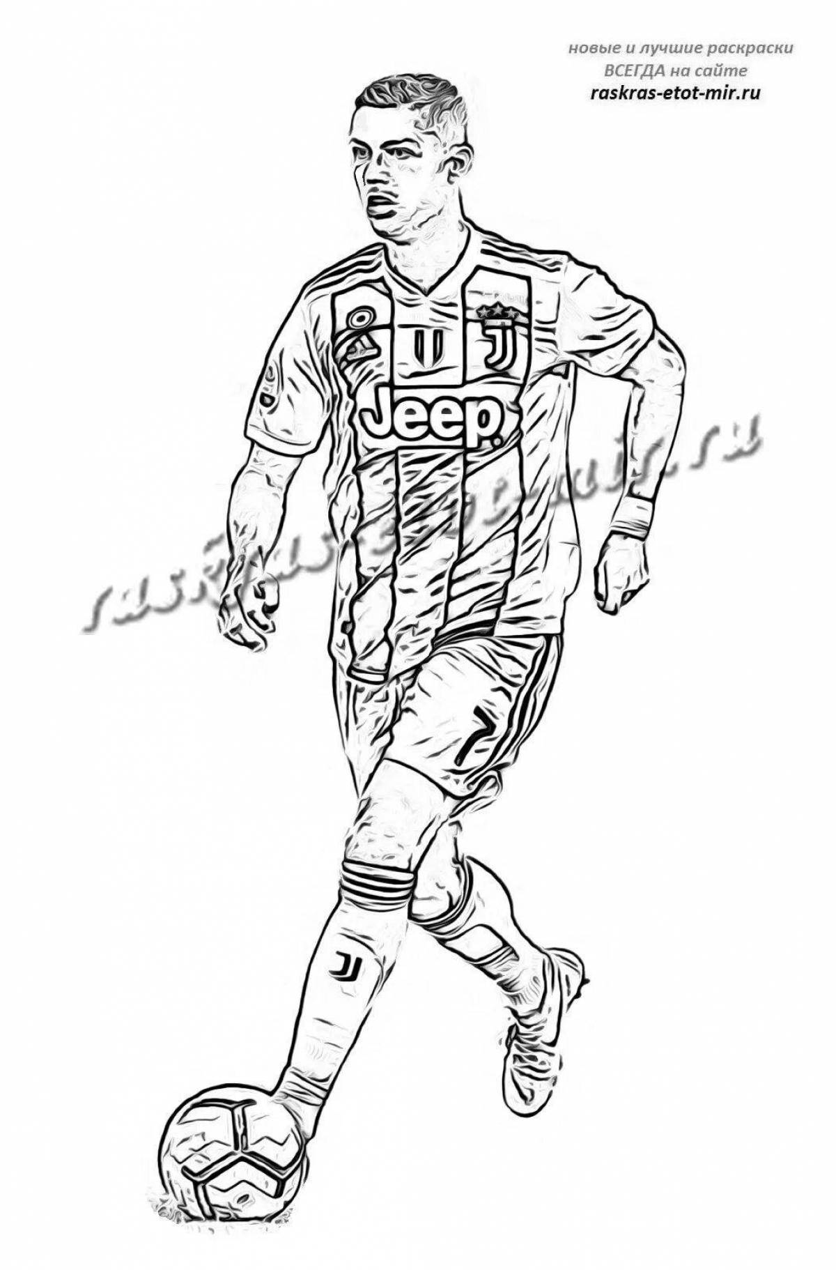 Coloring page joyful soccer player ronaldo
