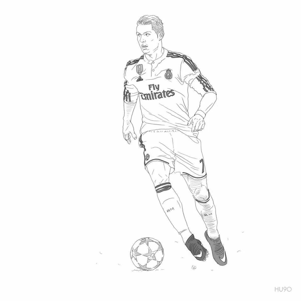 Coloring page jolly soccer player ronaldo