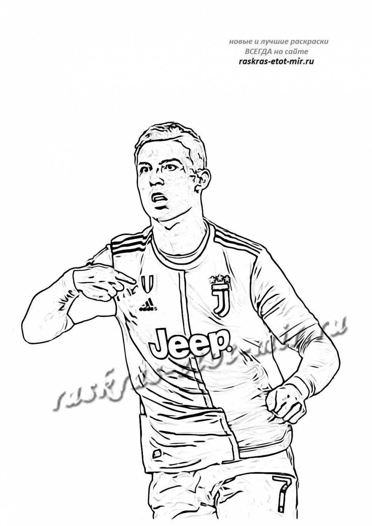 Coloring page energetic football player ronaldo