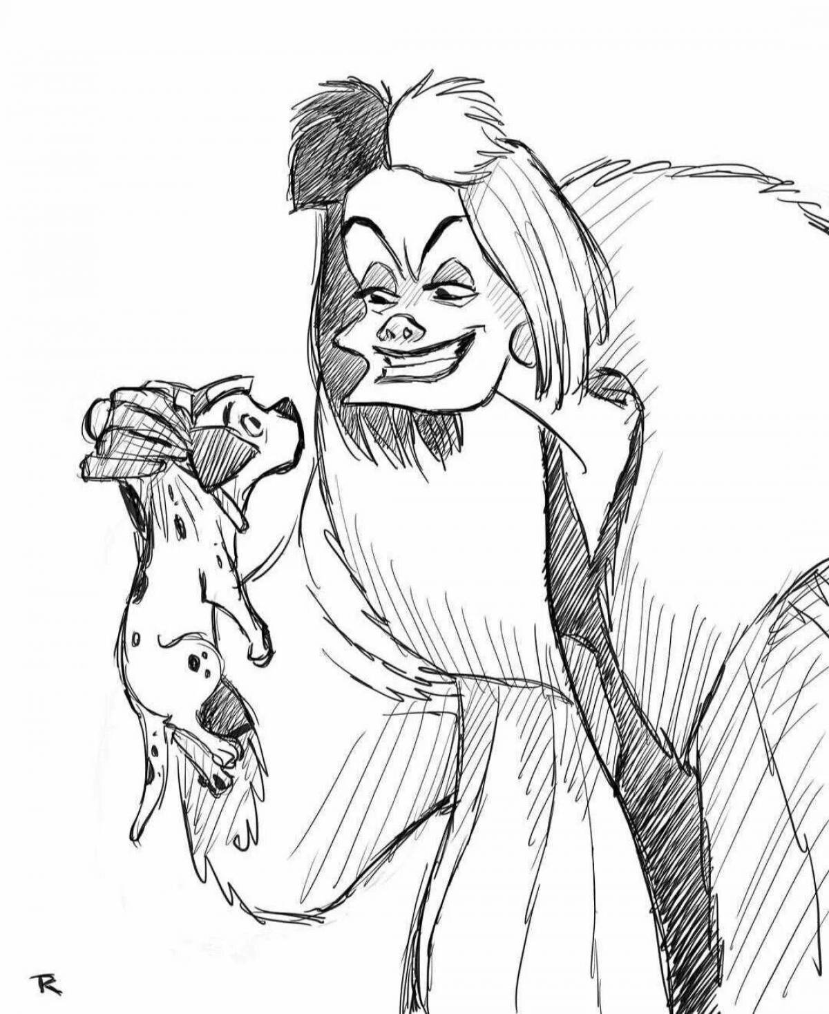 Cruella funny 101 dalmatians coloring book
