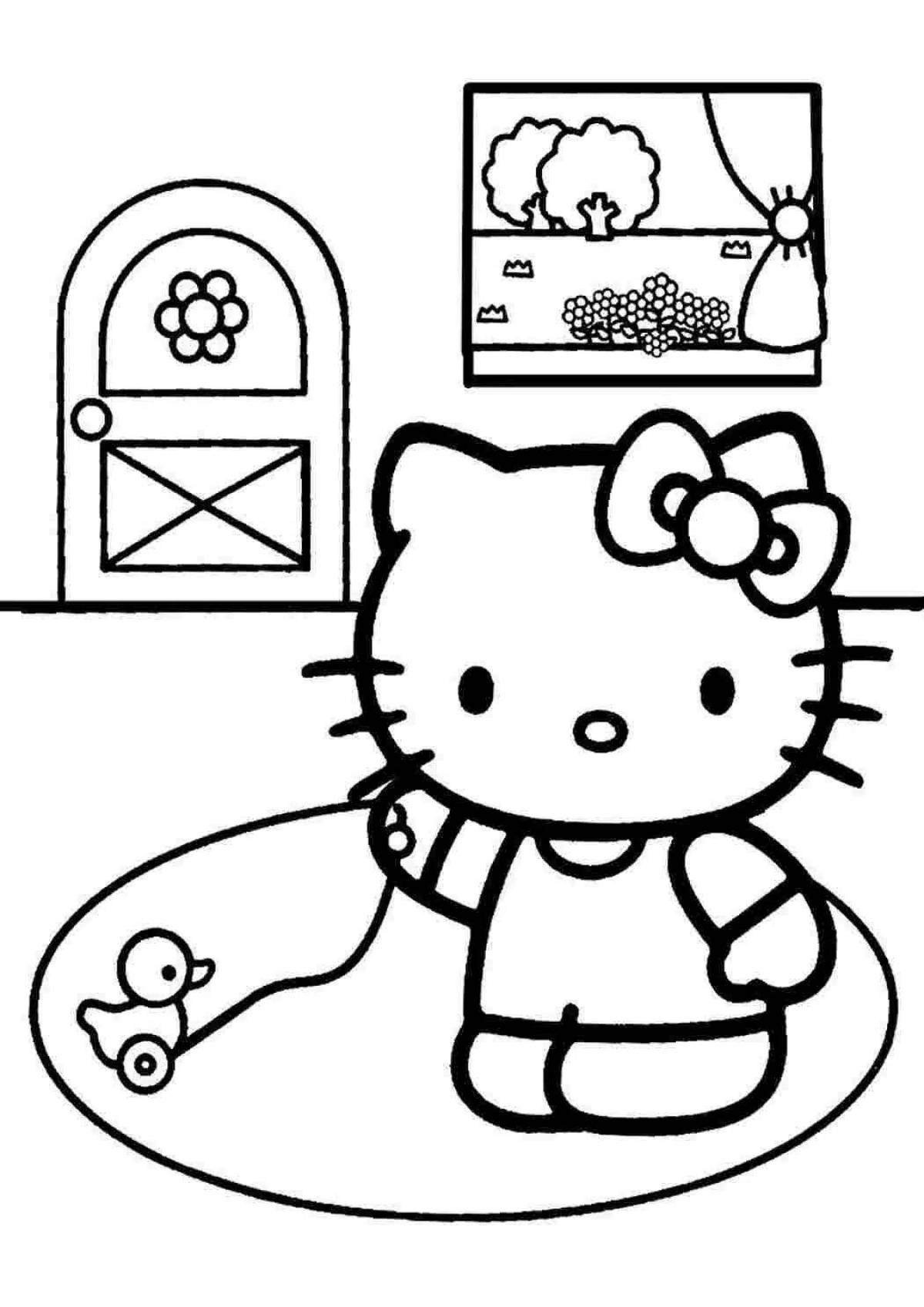 Charming coloring penguin hello kitty