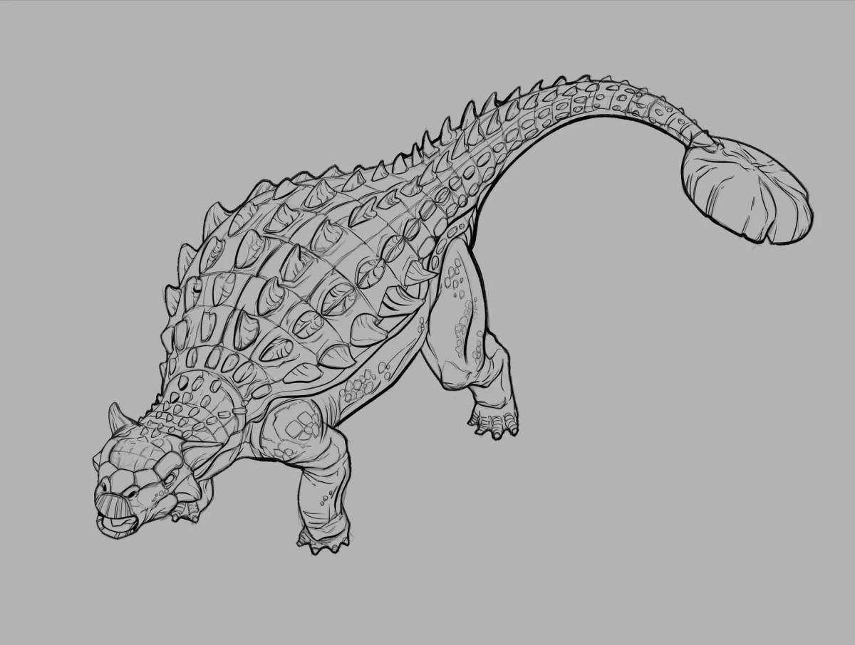 Colorful ankylosaurus coloring page for kids