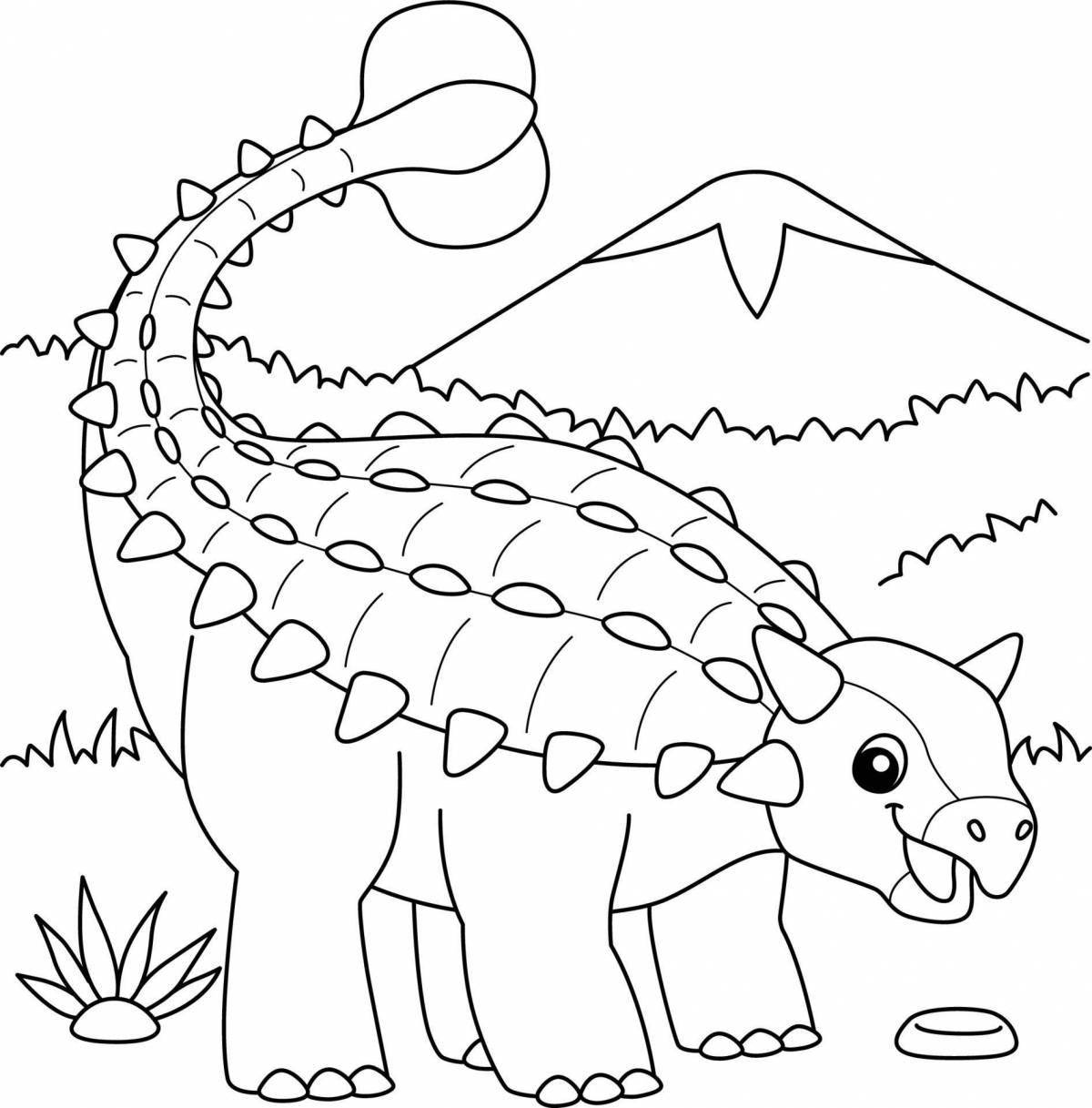 Яркая раскраска анкилозавр для детей