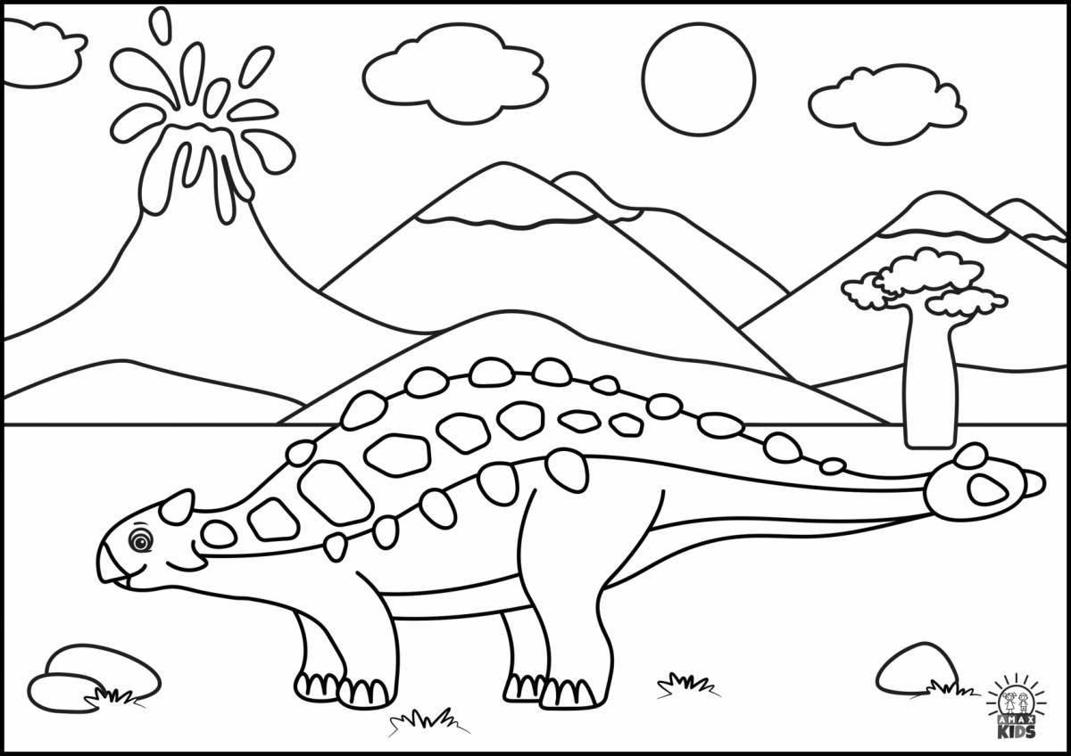 Милая раскраска анкилозавр для детей