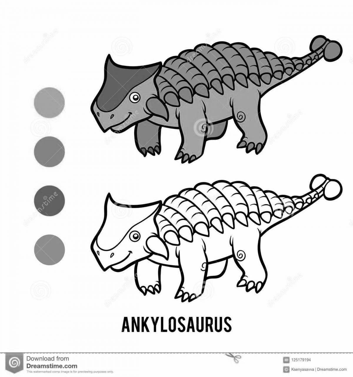 Забавная раскраска анкилозавр для детей