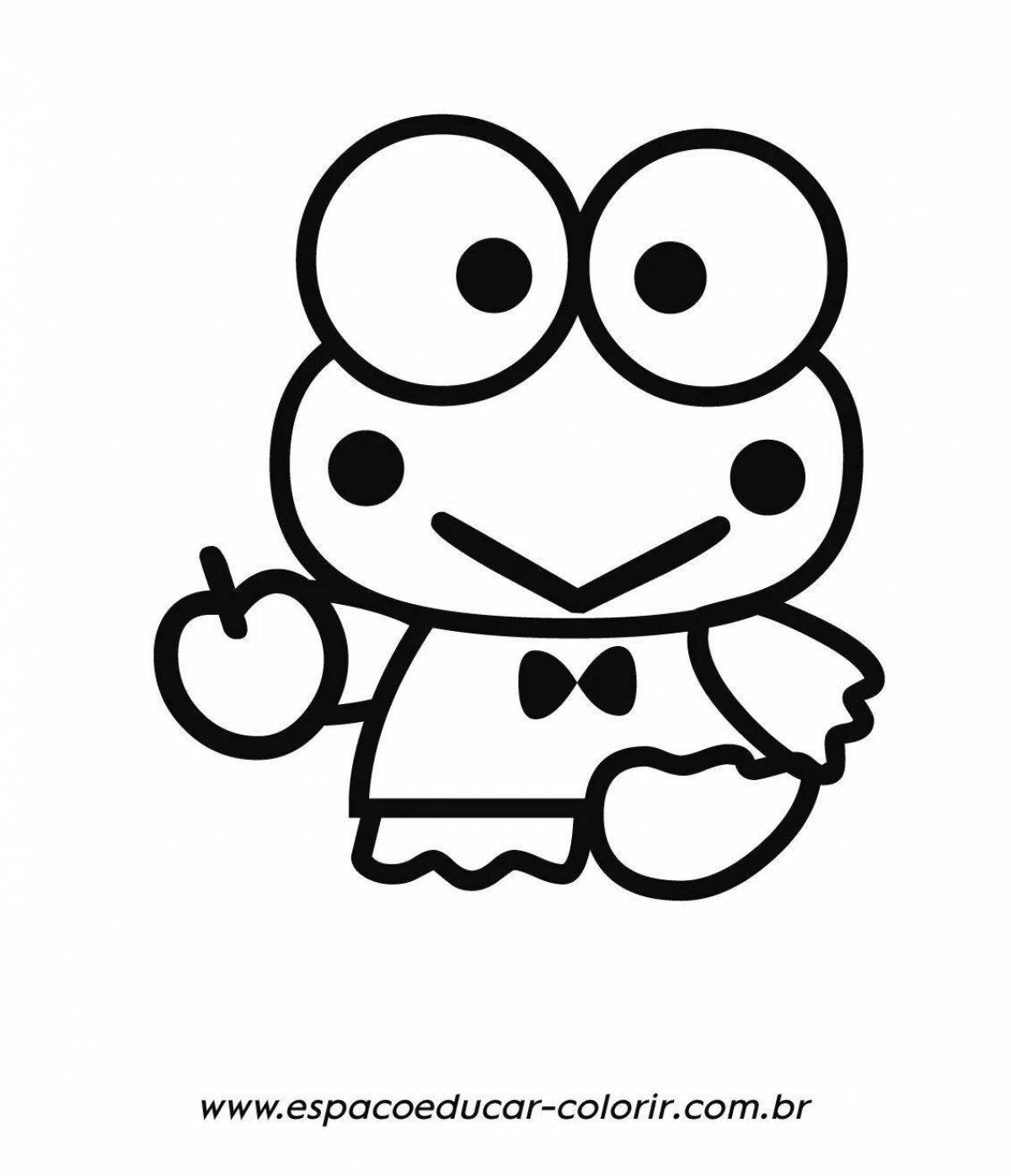 Joyful kawaii frog coloring book
