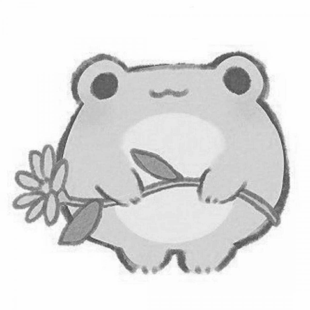 Adorable kawaii frog coloring page