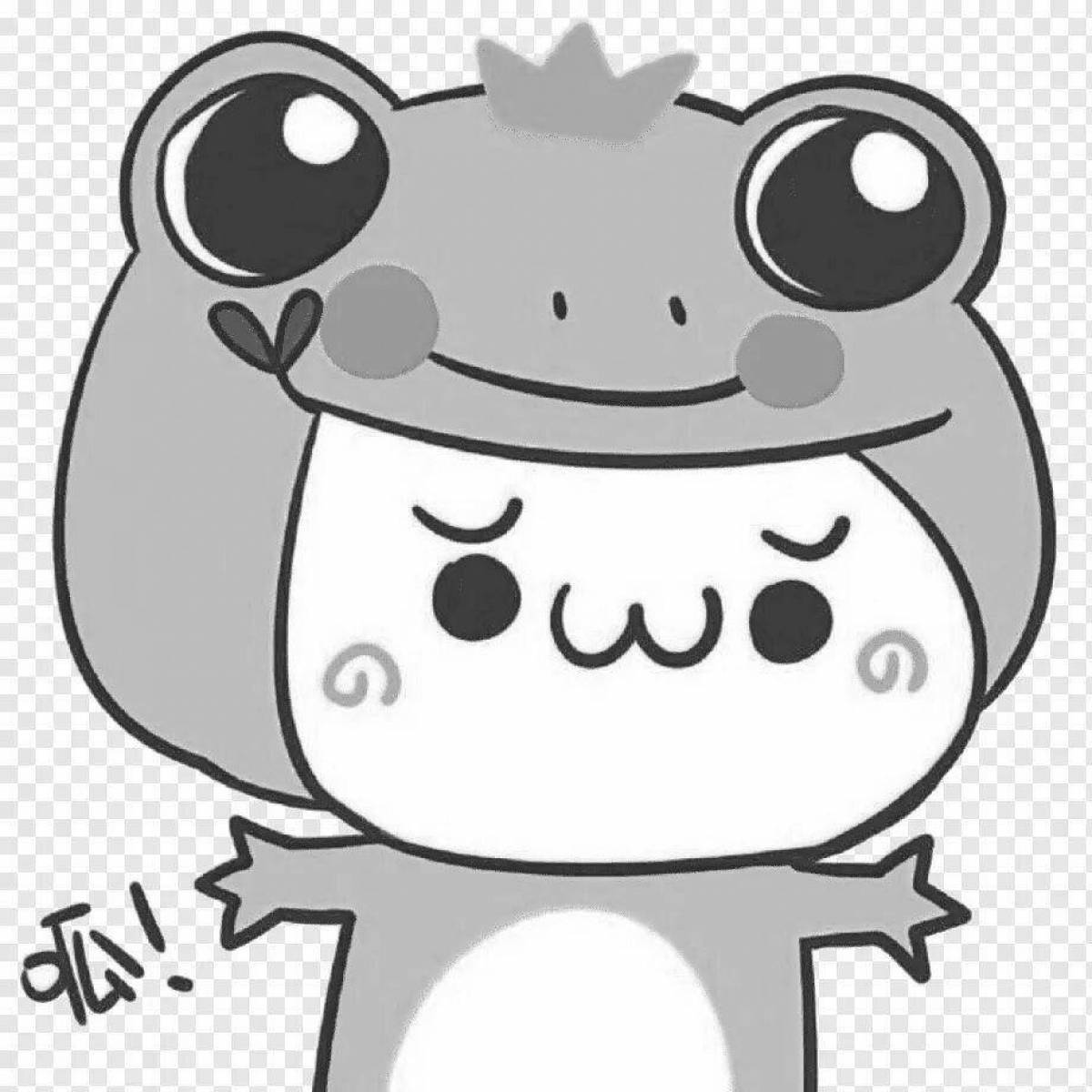 Glorious kawaii frog coloring page