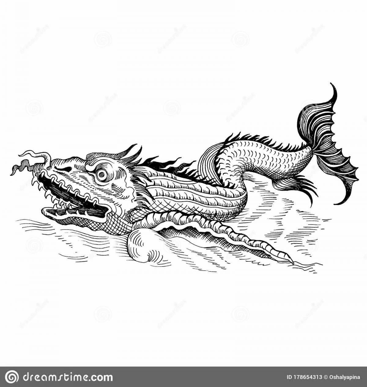 Colouring shiny sea monster bloop