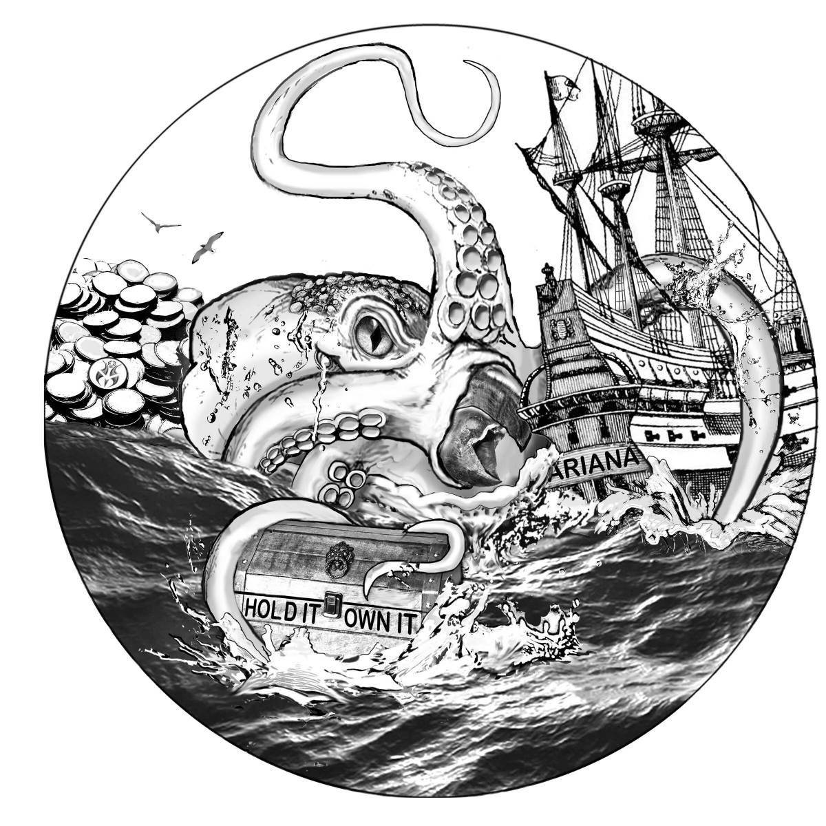 Colouring cute sea monster bloop