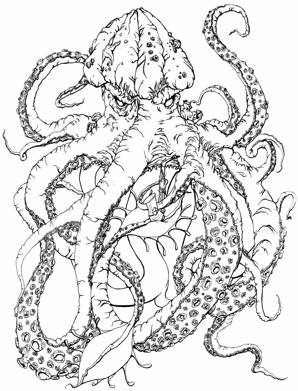 Sweet bloop sea monster coloring page