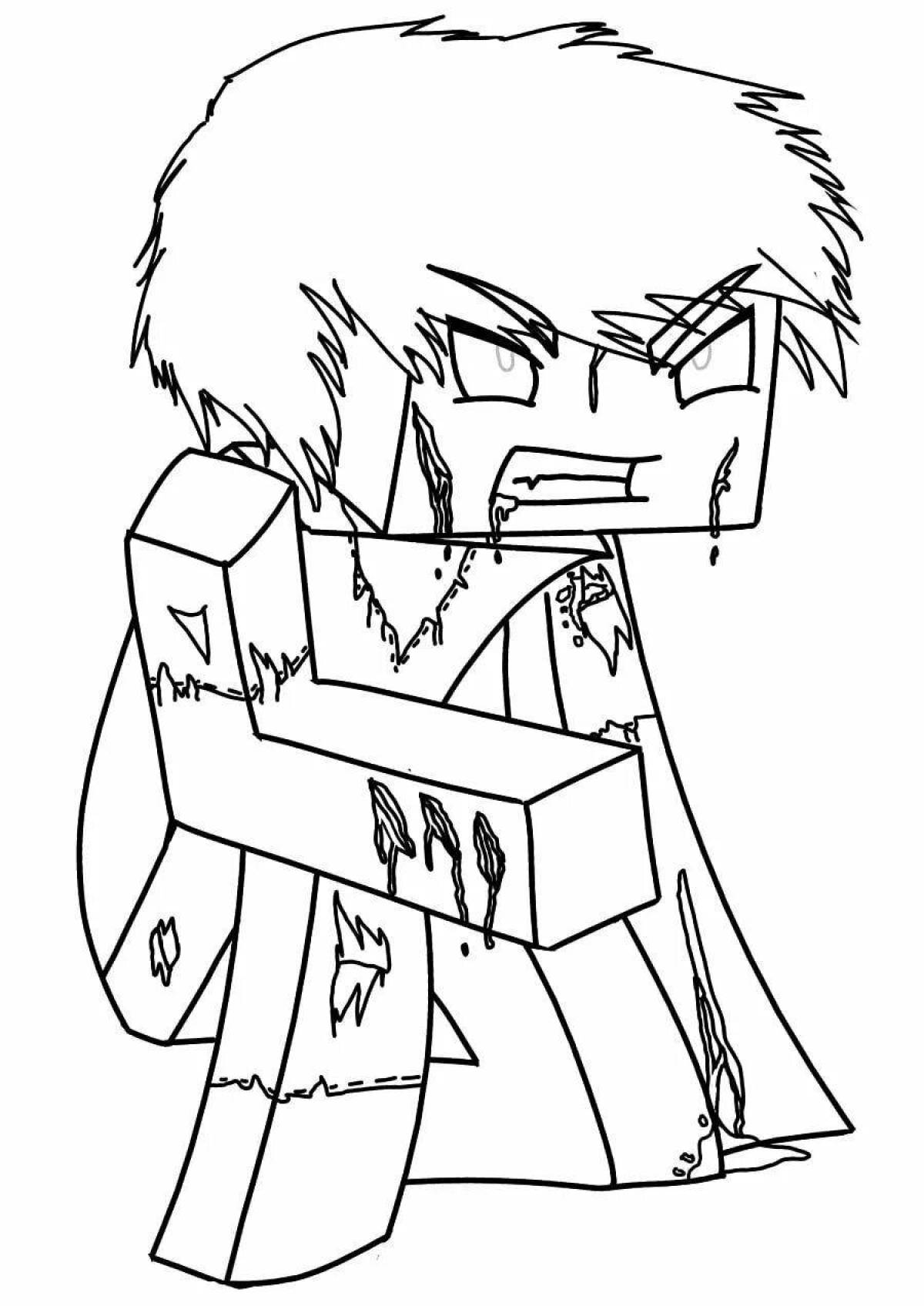 Playful minecraft skeleton coloring page