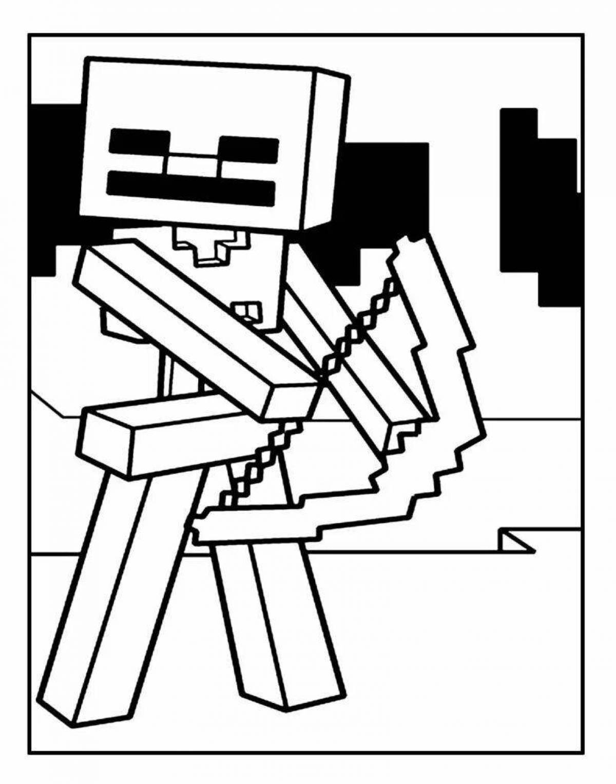 Glorious minecraft guardian coloring page