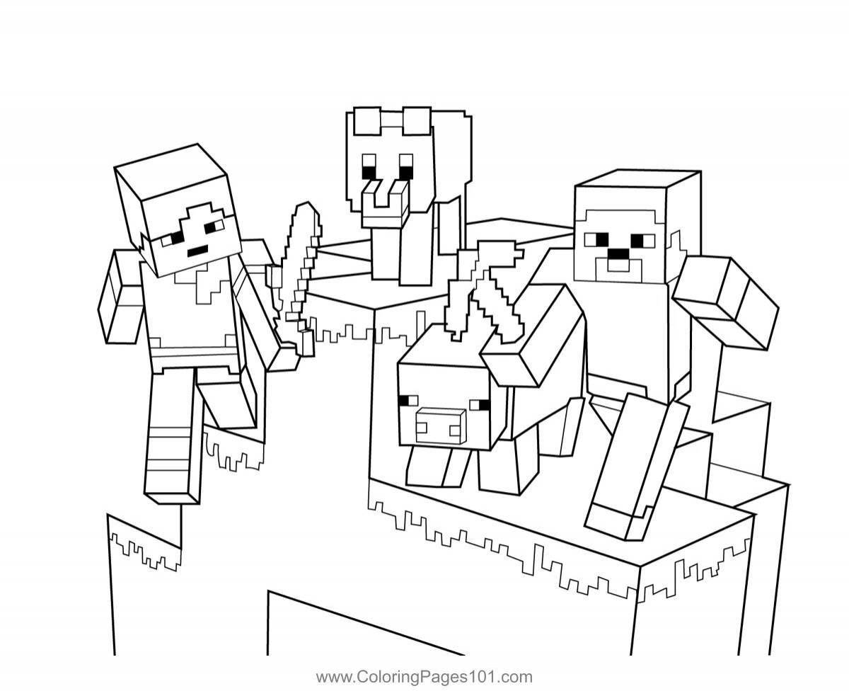 Glitter minecraft donkey coloring page