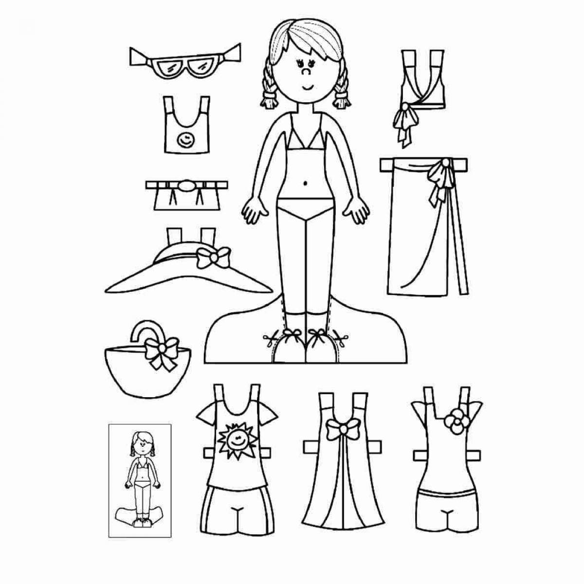 Adorable paper doll coloring book