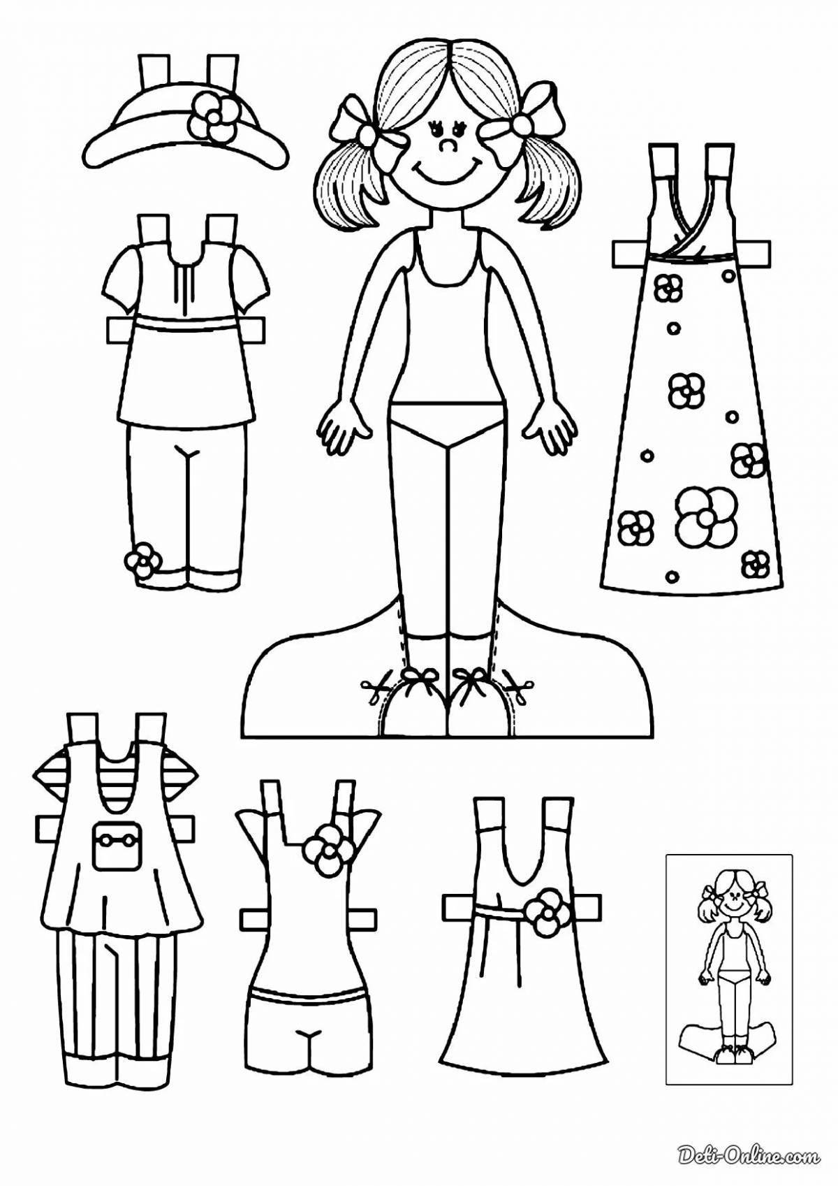 Восхитительная страница раскраски бумажной куклы