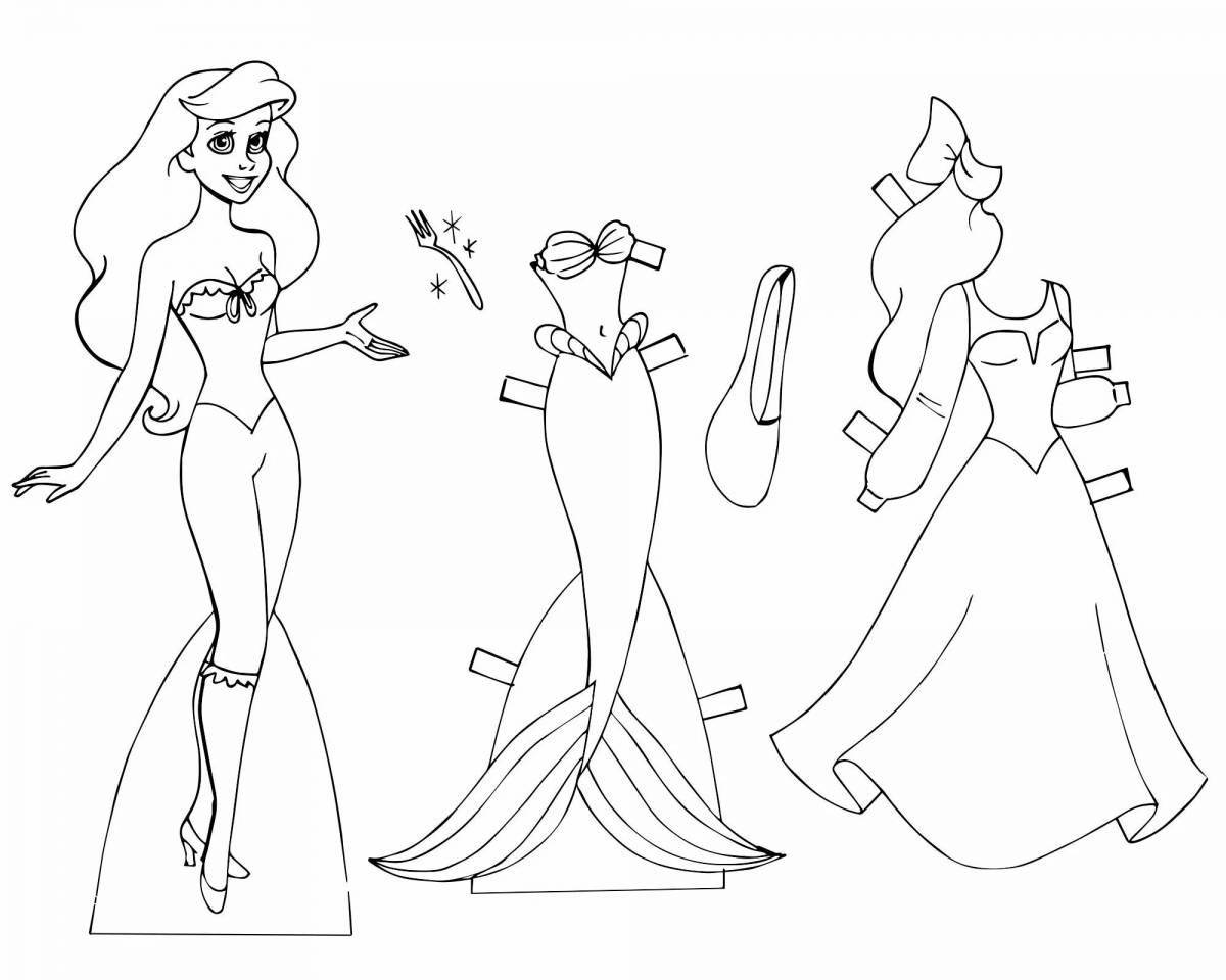Coloring page joyful paper doll