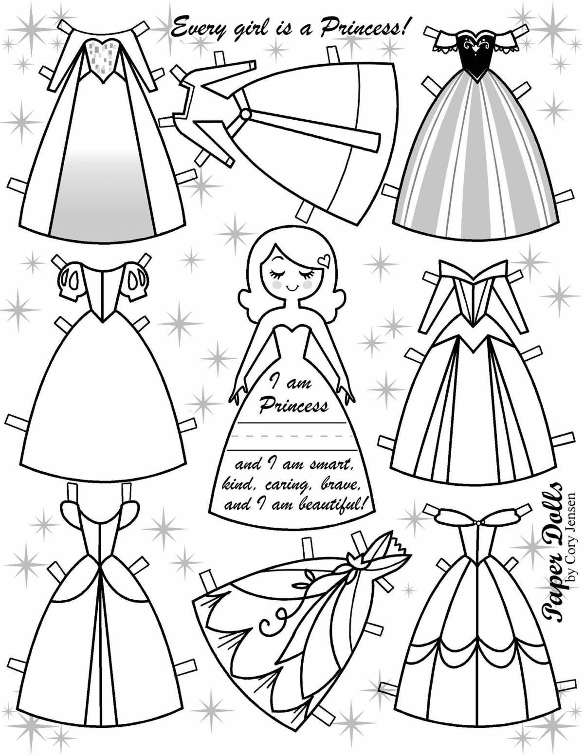 Coloring book bright paper doll