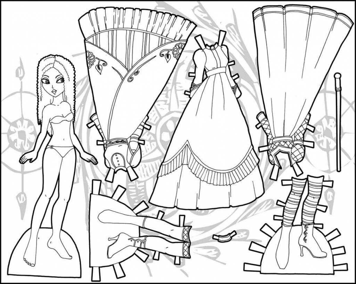 Coloring page funny paper doll