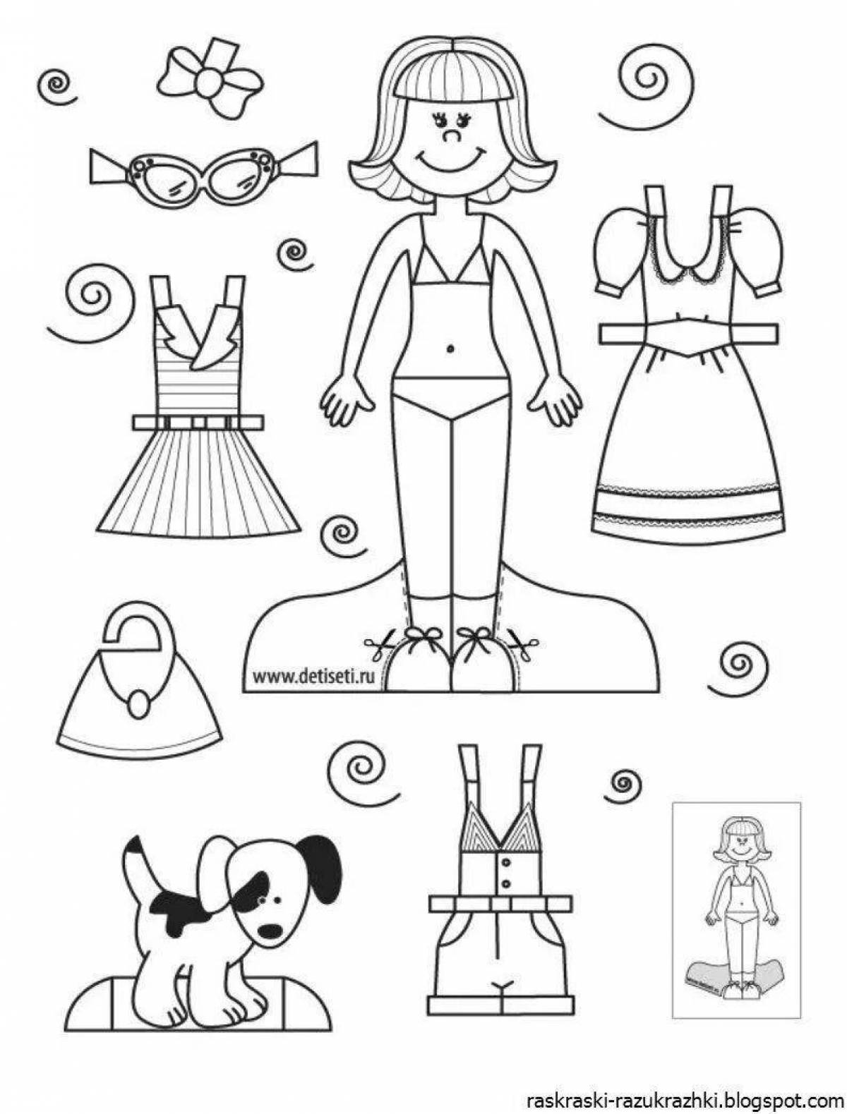 Multicolor Mystery Paper Doll Coloring