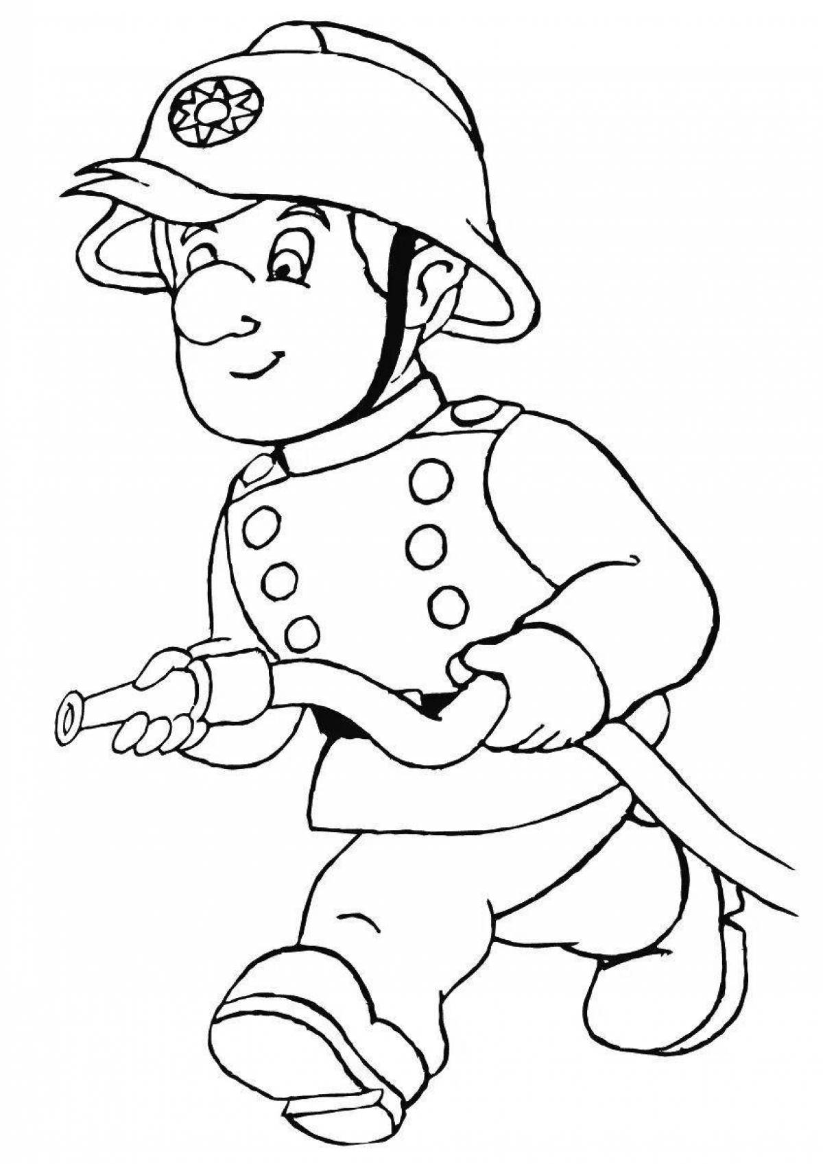 Wonderful fireman coloring for kids