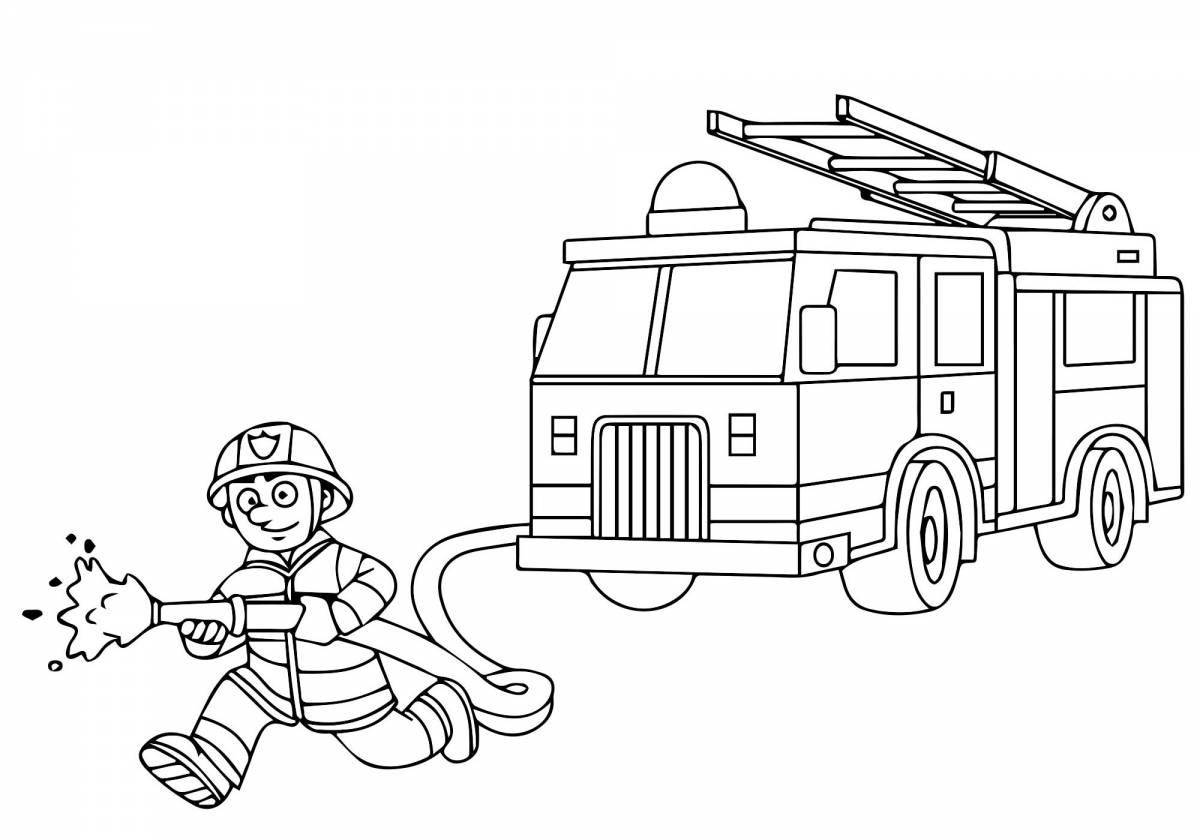 Крутая страница раскраски пожарного для детей