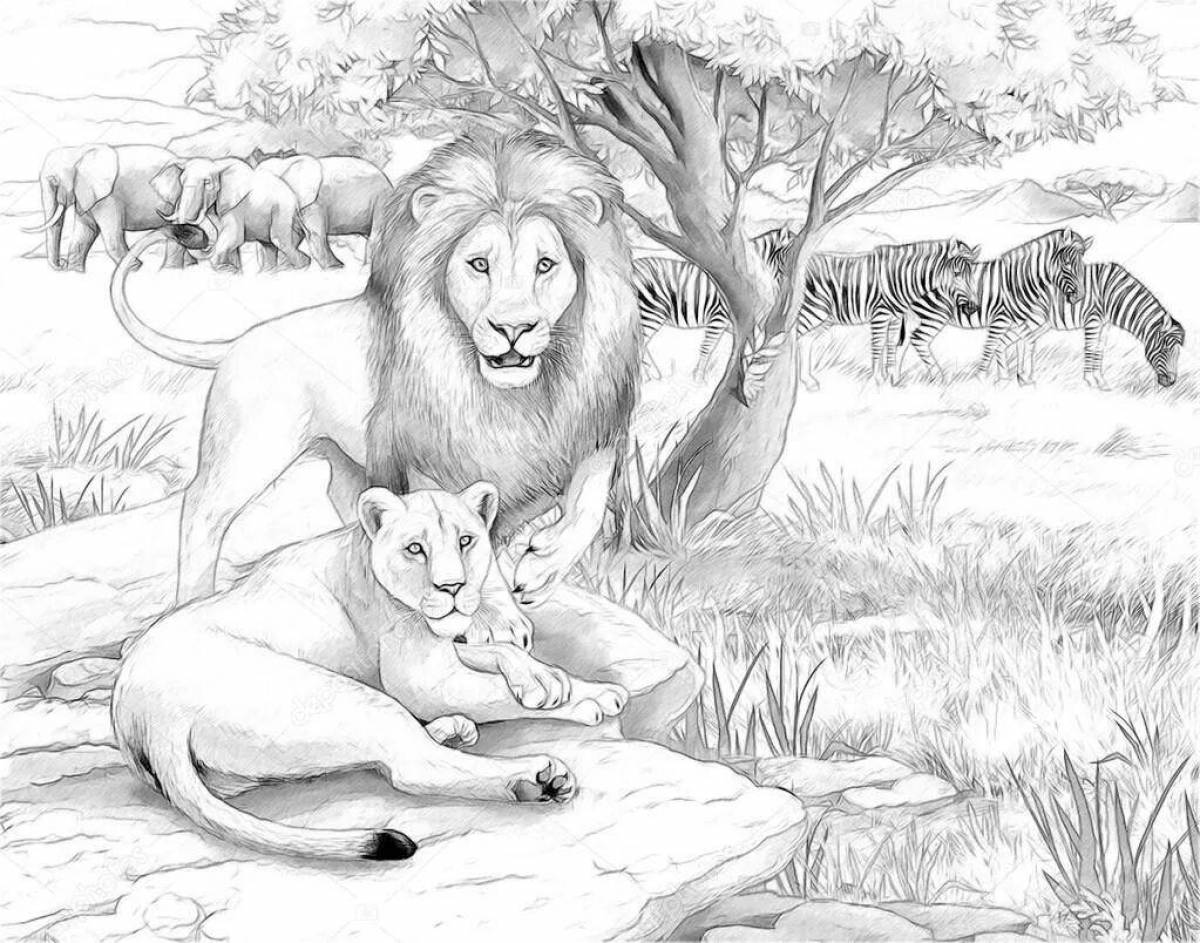 Ferocious lioness coloring page