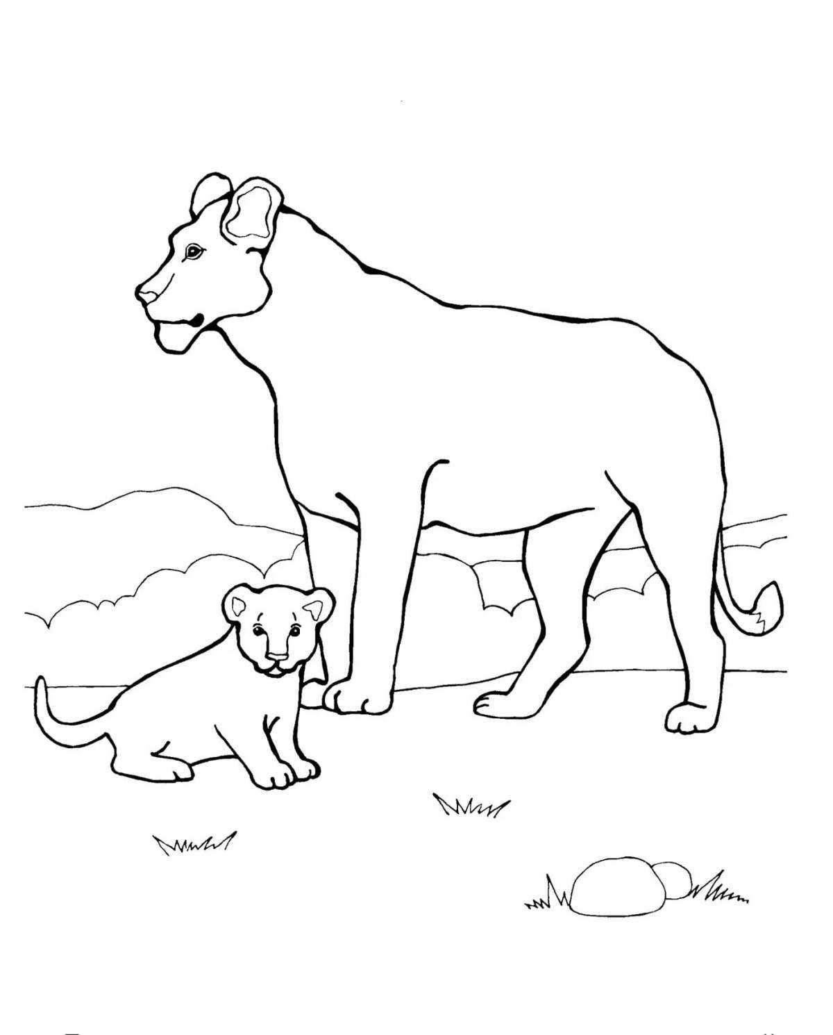 Great lioness coloring book