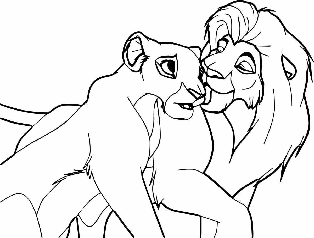 Coloring book brave hunting lioness